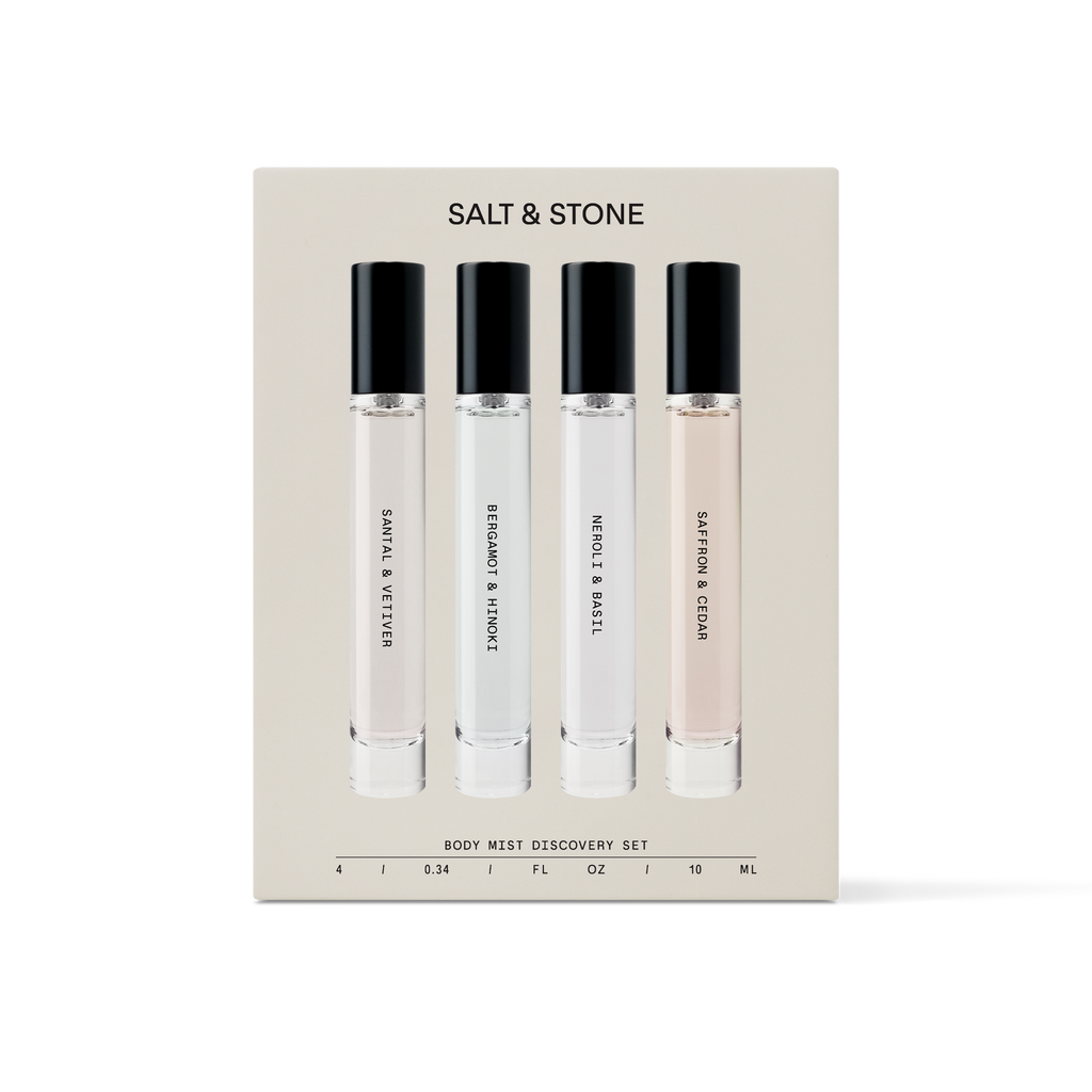 A 4-pack of Salt & Stone's Body Mist Discovery Set with minis of our best-smelling scents.