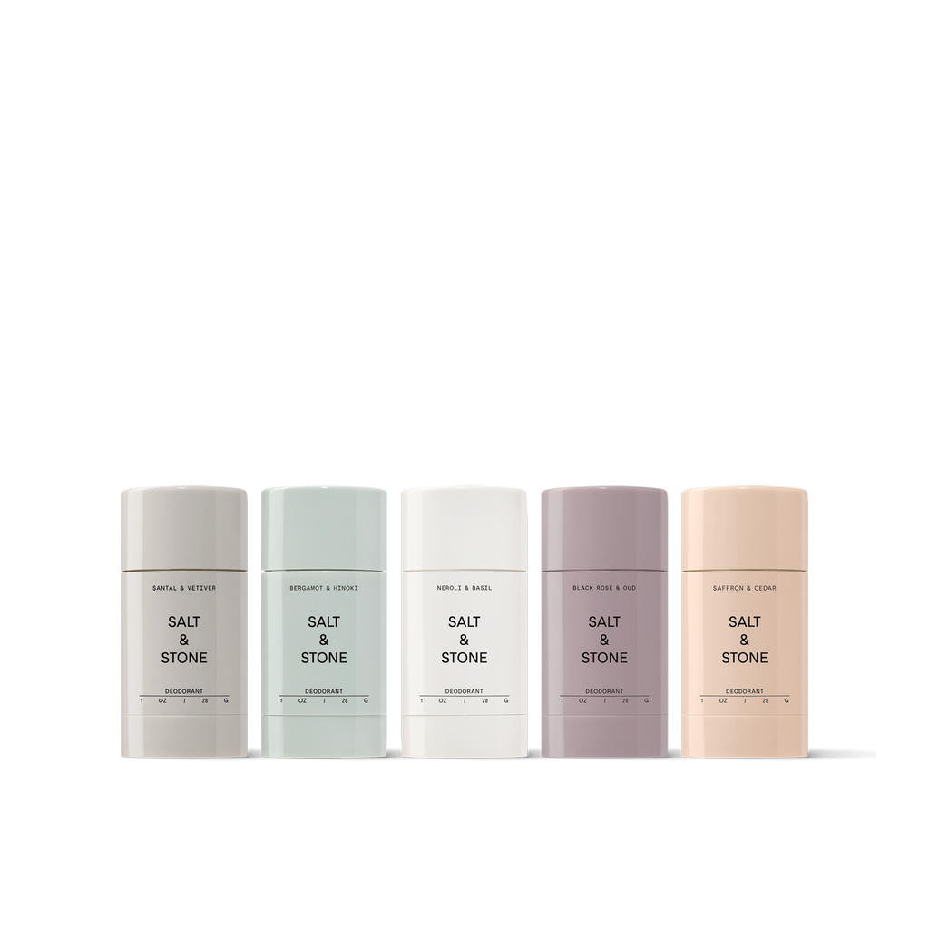 Salt & Stone's travel-sized Mini Deodorant Set with our 5 best-smelling scents